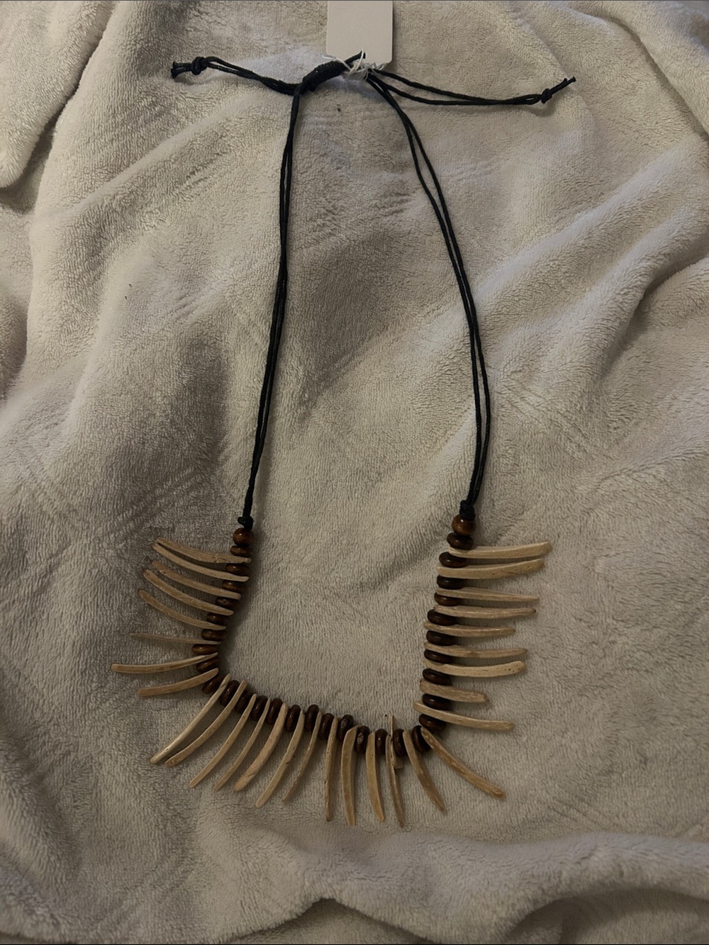 Handmade Vintage 60s/70s Natural Bone Spike Necklace - Beige and Brown